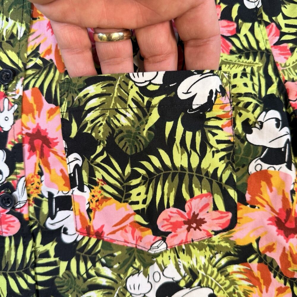 Disney Mickey Mouse Hawaiian Shirt Mens Small Floral Button Up Short Sleeve - Picture 4 of 8